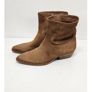 Sam Edelman Ava Ankle Embroidered Boots Golden Caramel Suede, Size  8